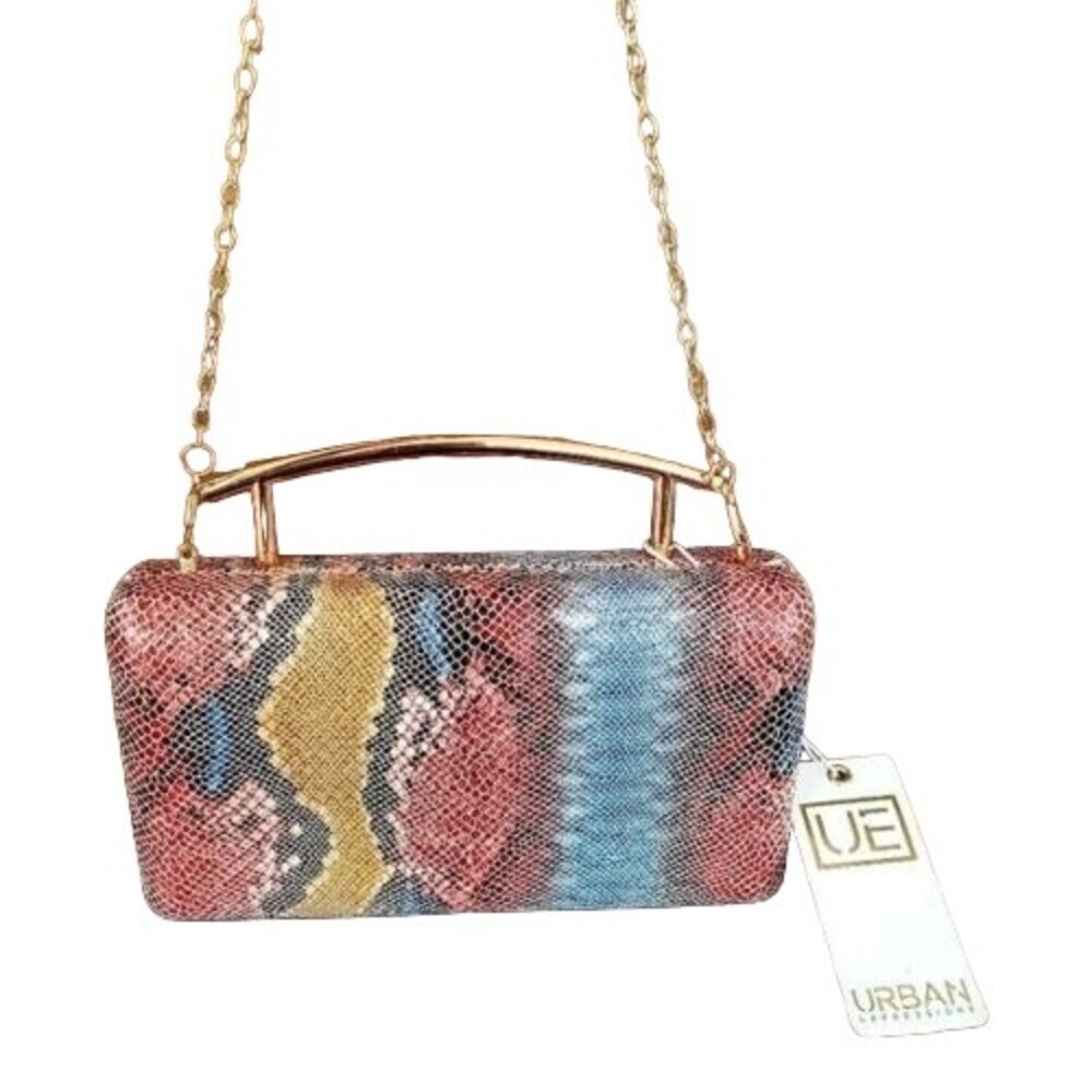 New Urban Expressions Vegan Snake Claudette Clutch Chain Shoulder Crossbody